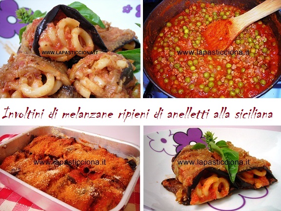 Involtini di melanzane ripieni di anelletti