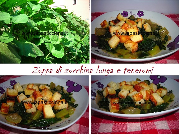 Zuppa di zucchina lunga e tenerumi