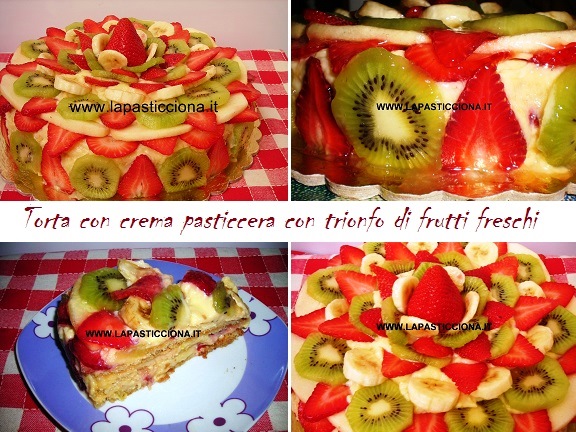 Torta con crema pasticcera con trionfo di frutti freschi