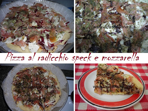 Pizza al radicchio speck e mozzarella