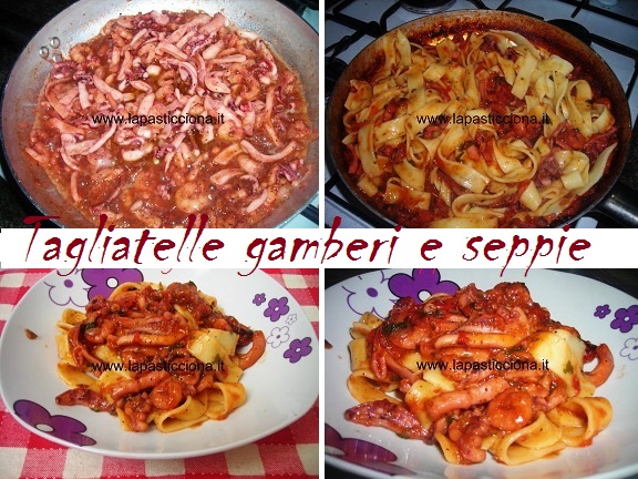 Tagliatelle gamberi e seppie