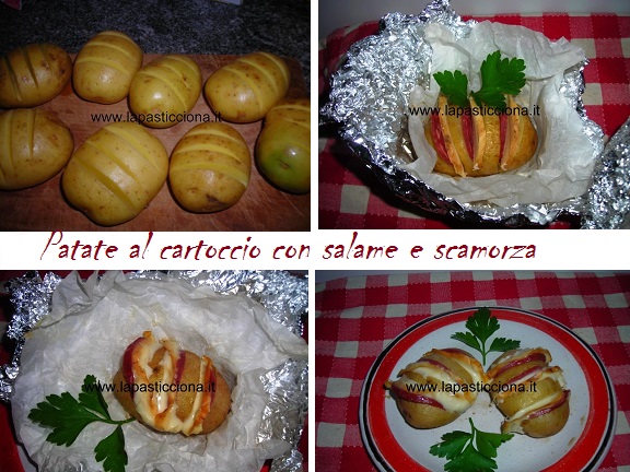 Patate al cartoccio con salame