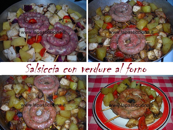 Salsiccia con verdure al forno