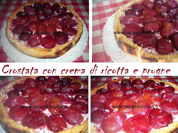 Crostata con crema di ricotta e prugne