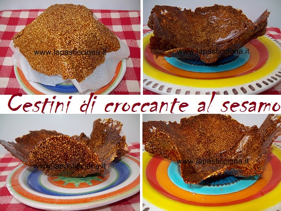 Cestini di croccante al sesamo