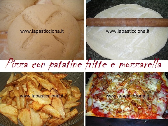 Pizza con patatine fritte e mozzarella