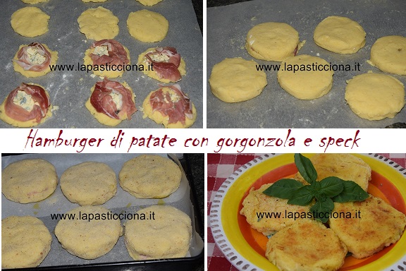 Hamburger di patate con gorgonzola e speck