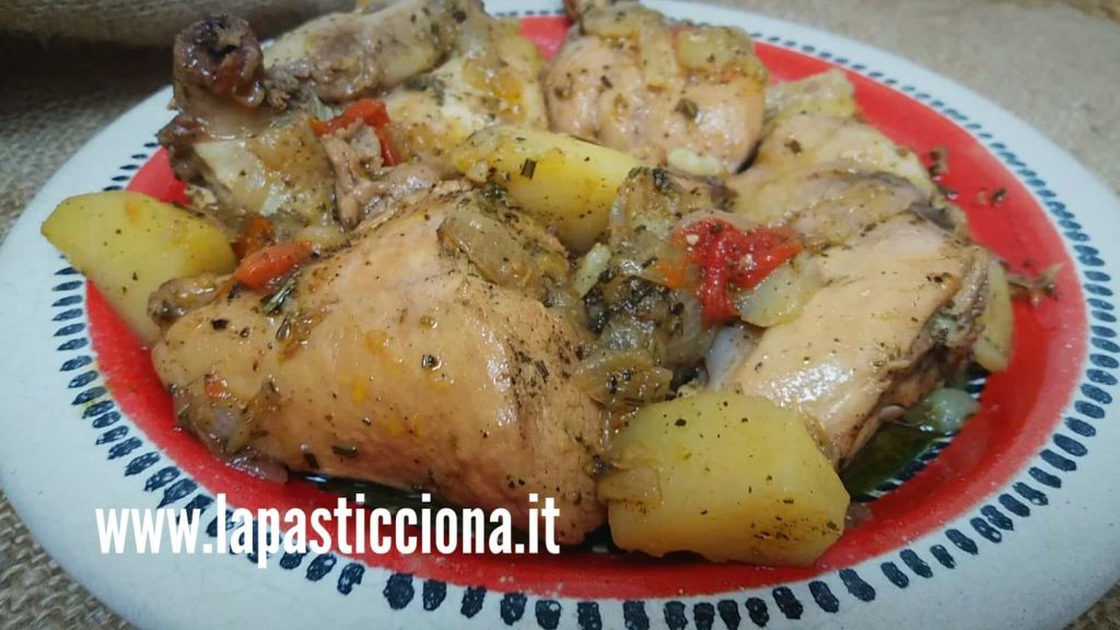 Pollo aggrassato con patate